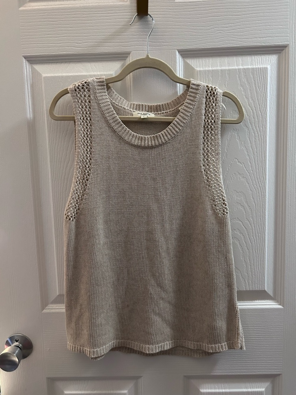 Max Studio Neutral Beige Knit Crewneck Tank